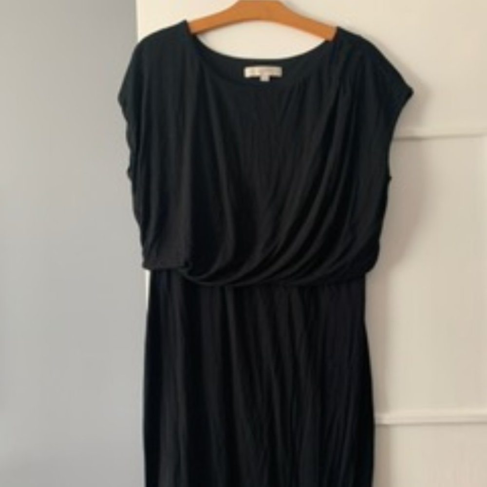 Black Gathered Knit LOFT Dress